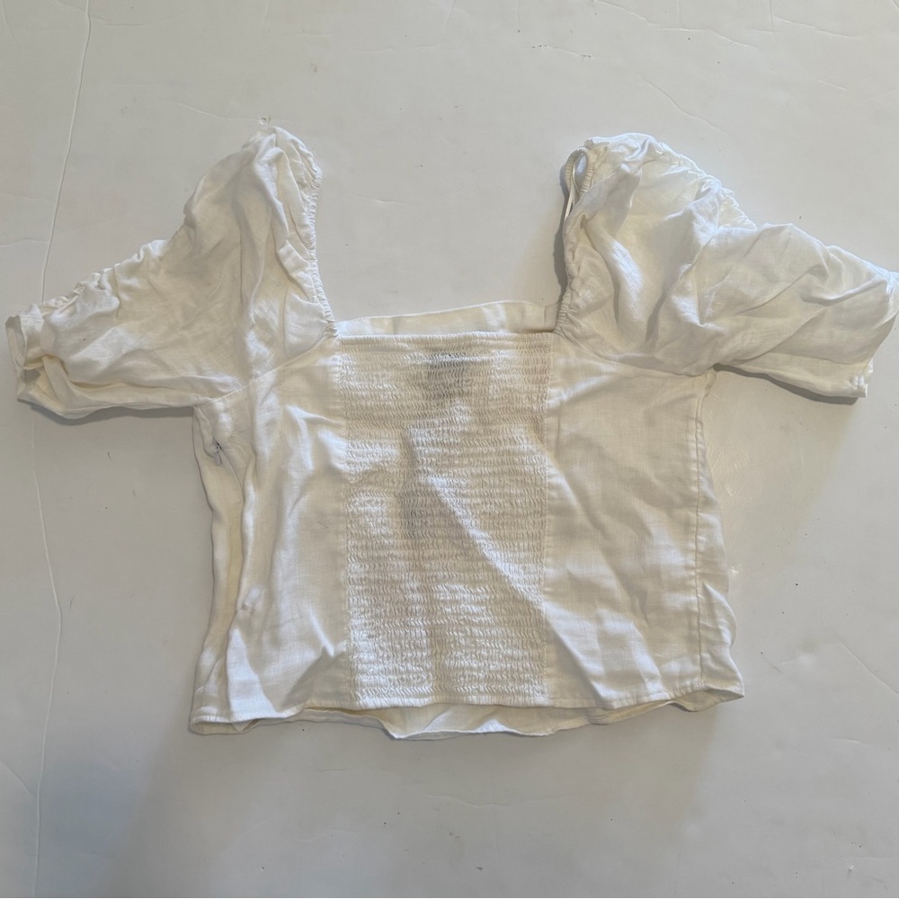 Rachel Zoe Chic Stylish White Puff Sleeve Blouse